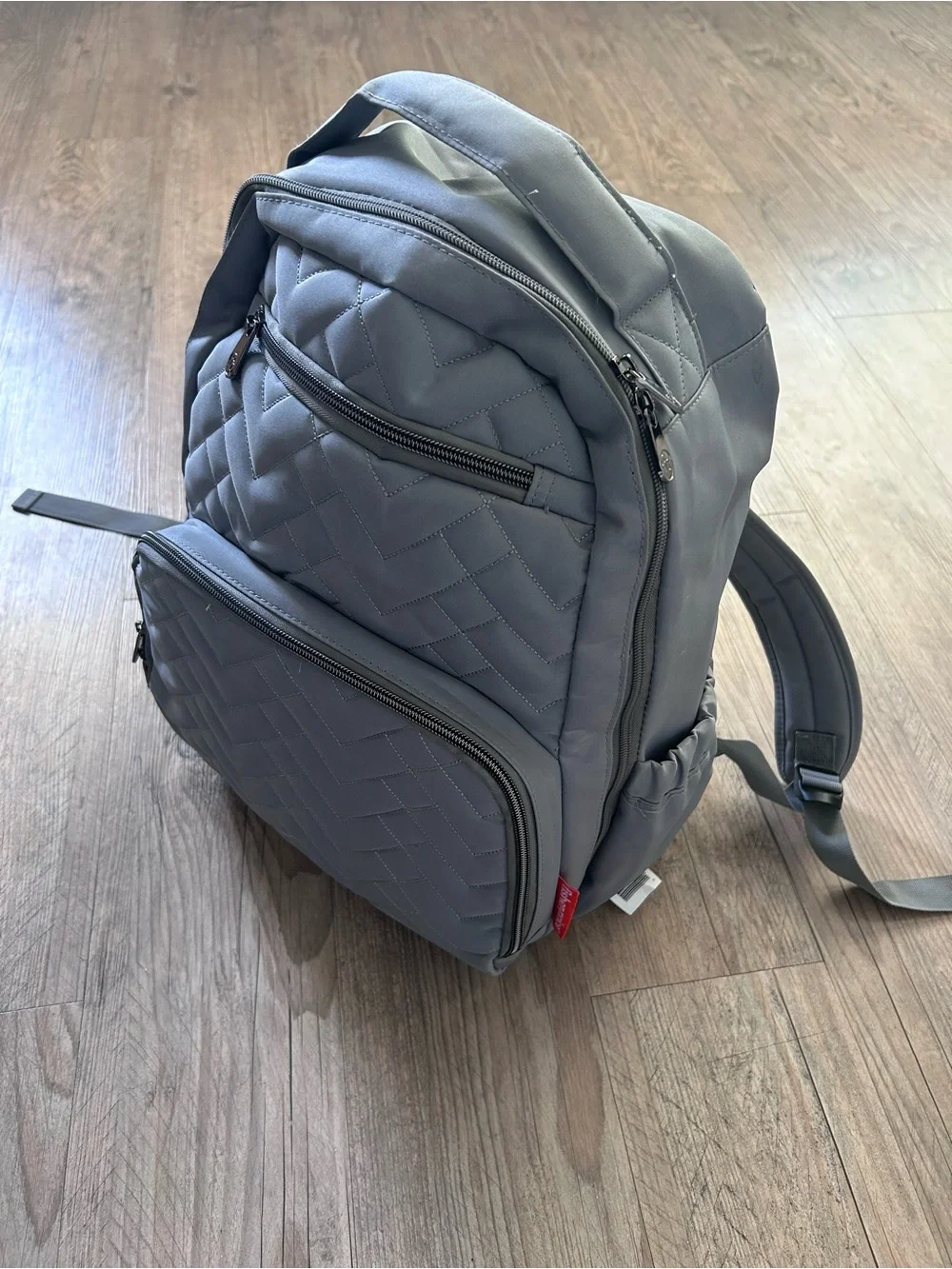 Fisher-Price Quilted Gray Baby Diaper Backpack - Picture 3 of 8